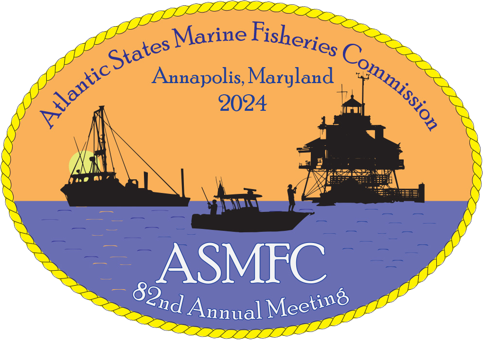 A logo for the Atlantic States Marine Fisheries Commission's 82nd annual meeting for 2024 in Annapolis, Maryland.