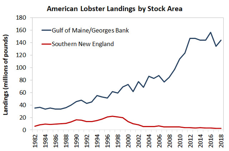 A graph showing American Lobster Landings by Stock Area