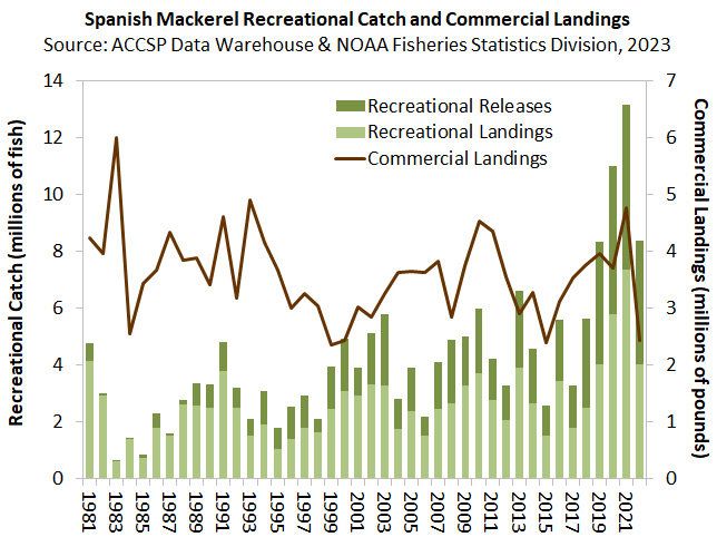 Chart of landings for Spanish Mackerel