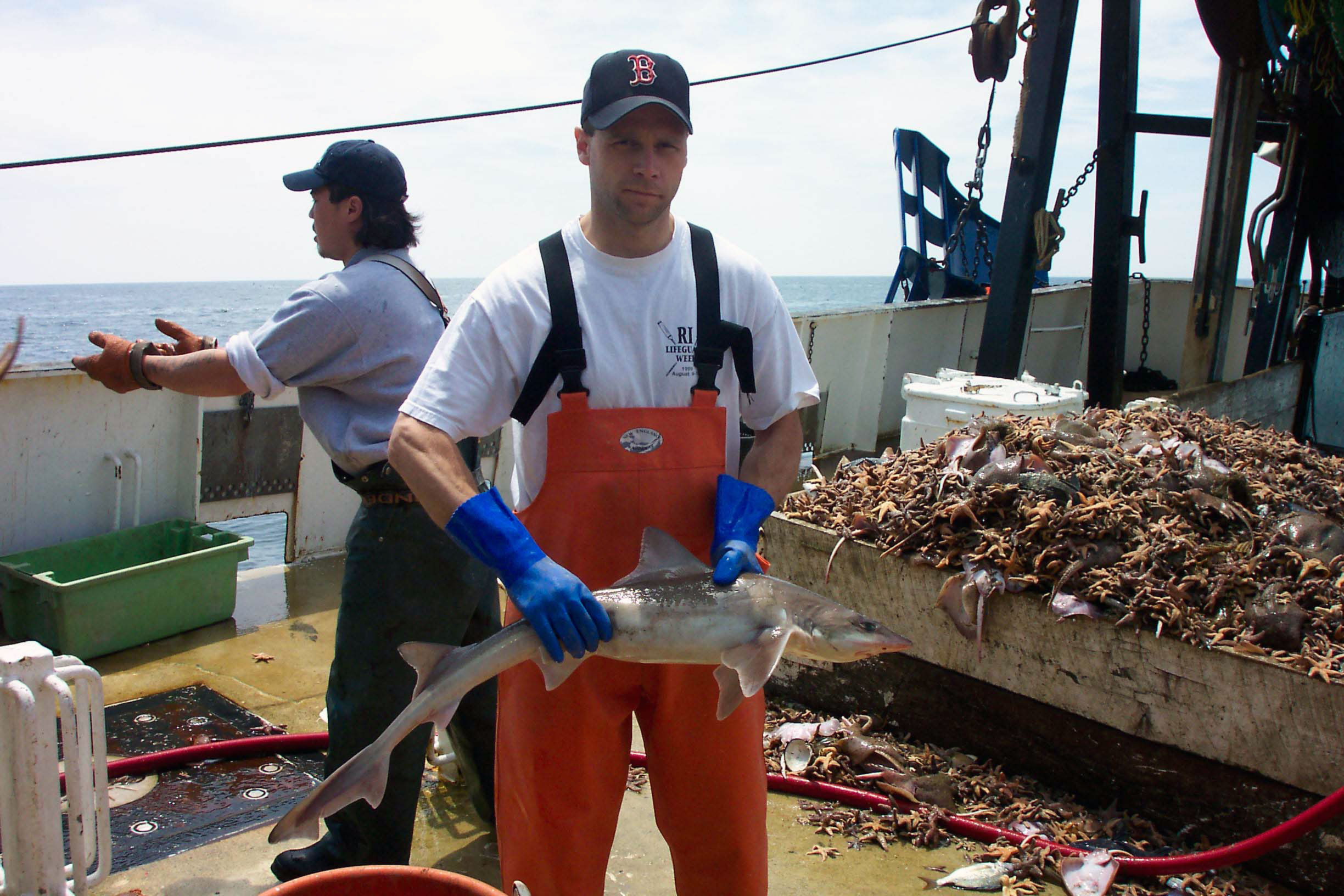 Man holding a spiny dogfish