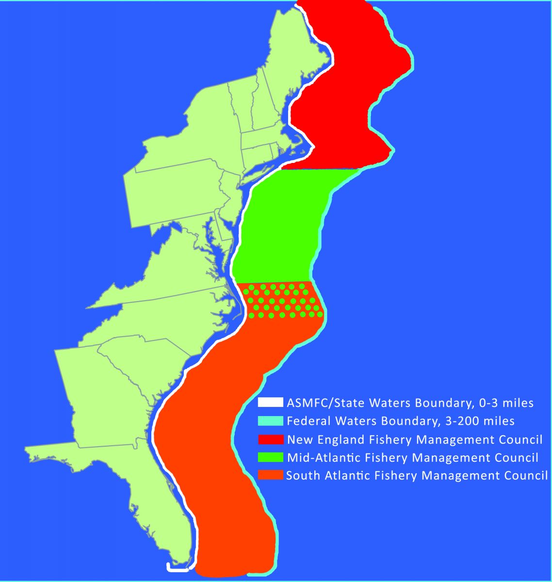 A map of the state and federal water boundaries