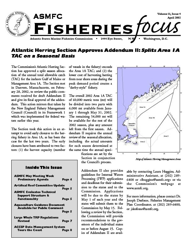 Fisheries Focus — April 2002 issue