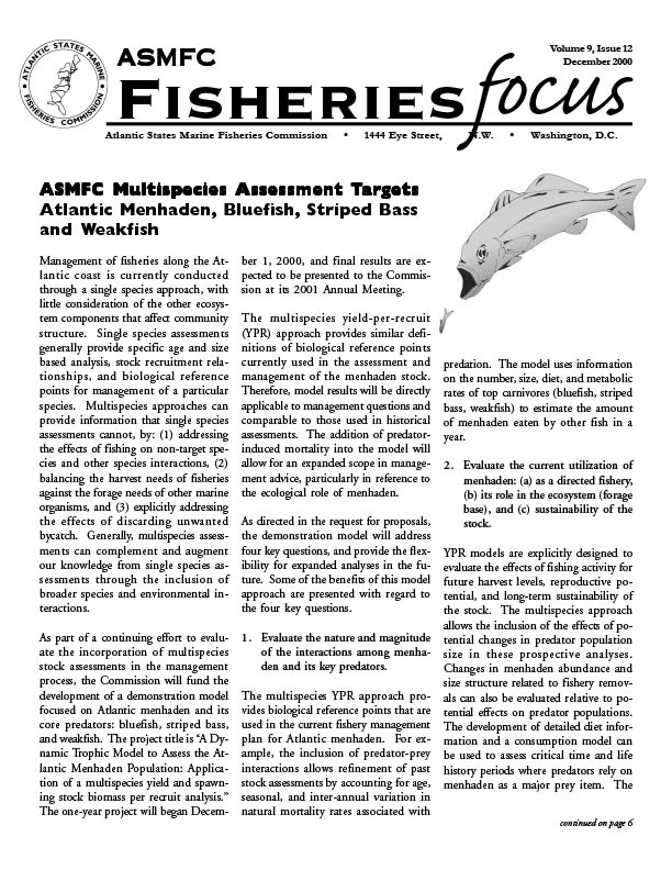 Fisheries Focus — December 2000 issue