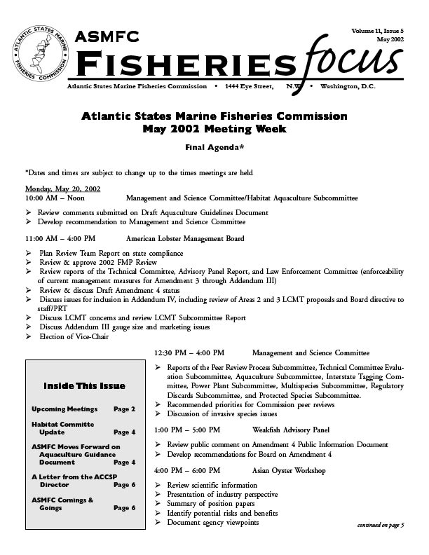 Fisheries Focus — May 2002 issue