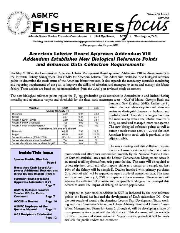 Fisheries Focus — May 2006 issue