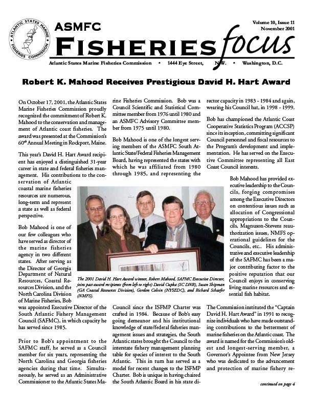 Fisheries Focus — November 2001 issue