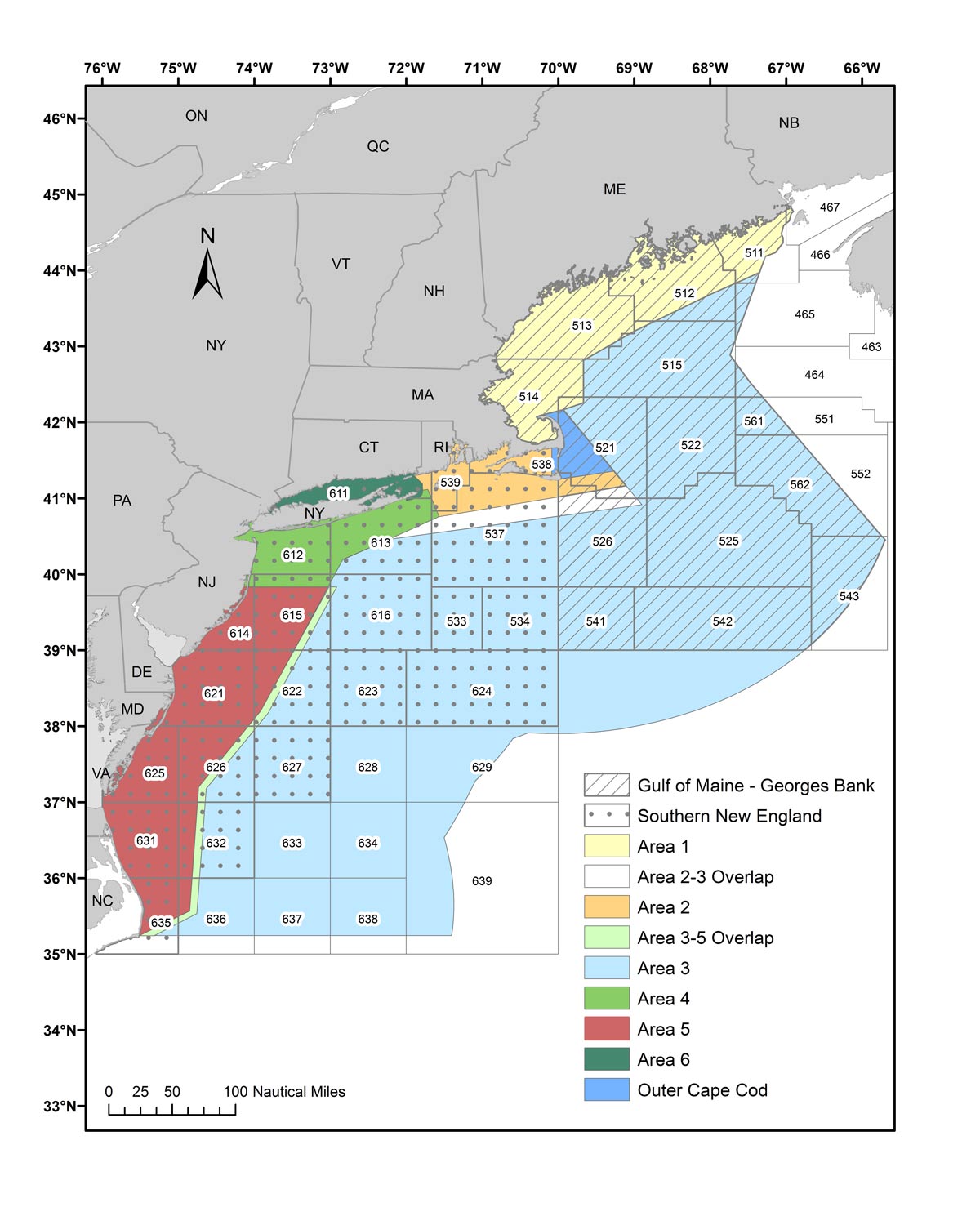 Map of American Lobster Stock Assessment and Management Areas